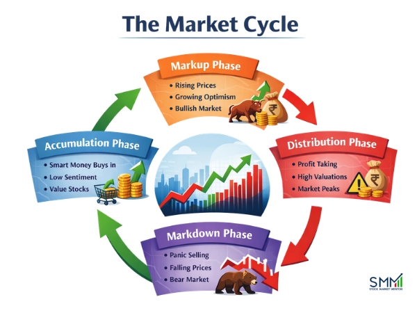 Market Cycle visual represenation - Stock market mentor